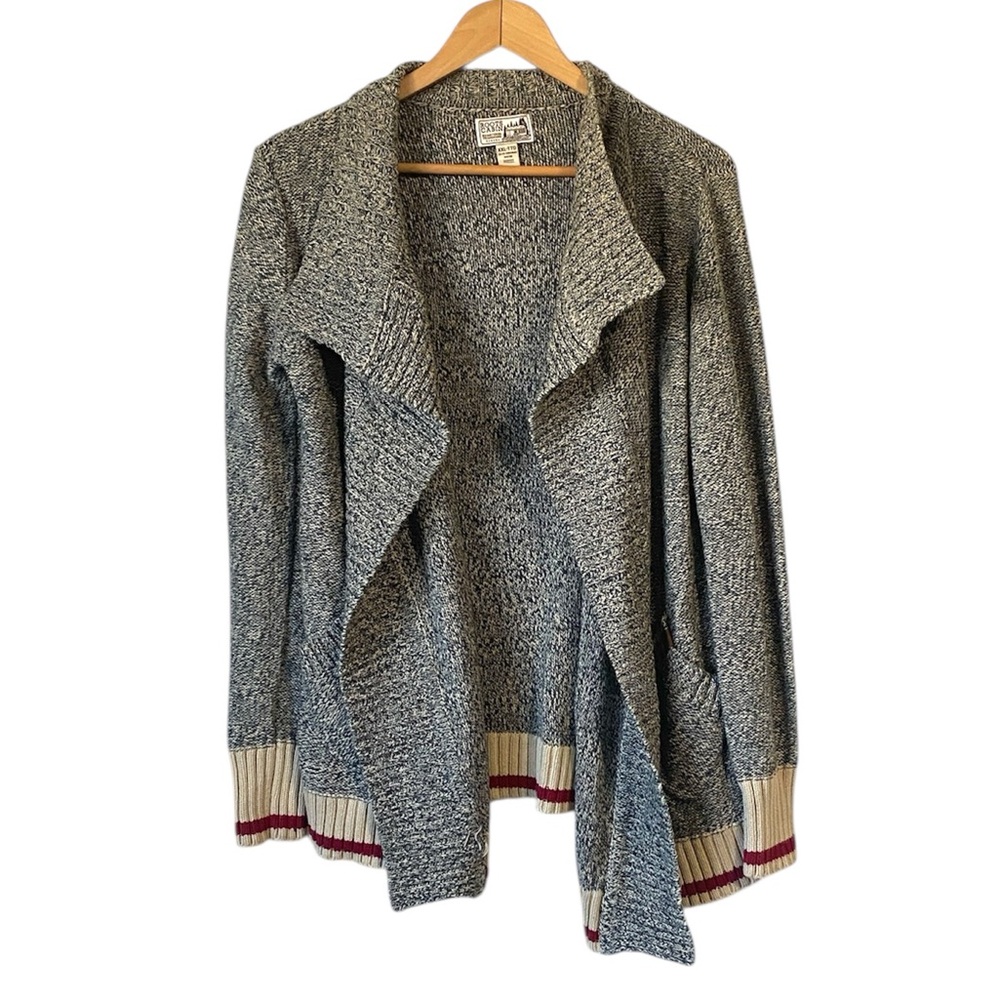 Roots Cabin Gray Open front sweater Cardigan size XXL 13-14 or women’s Small